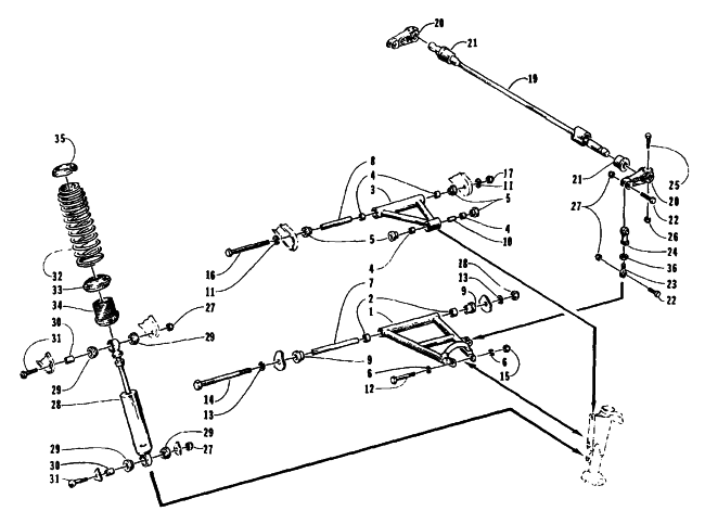 Parts Diagram for Arctic Cat 1995 Z 440 SNOWMOBILE FRONT SUSPENSION AND SHOCK ABSORBER