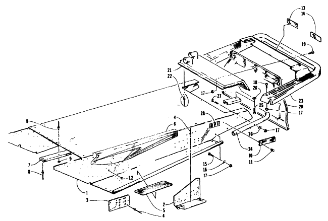 Parts Diagram for Arctic Cat 1995 EXT EFI SNOWMOBILE TUNNEL AND REAR BUMPER