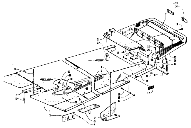 Parts Diagram for Arctic Cat 1995 EXT EFI MOUNTAIN CAT SNOWMOBILE TUNNEL AND REAR BUMPER