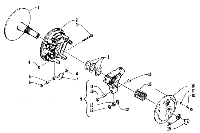 Parts Diagram for Arctic Cat 1995 EXT EFI SNOWMOBILE DRIVE CLUTCH