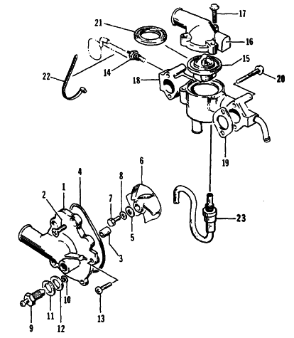 Parts Diagram for Arctic Cat 1995 EXT EFI MOUNTAIN CAT SNOWMOBILE WATER PUMP/WATER MANIFOLD