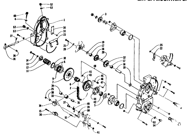 Parts Diagram for Arctic Cat 1995 EXT EFI MOUNTAIN CAT SNOWMOBILE DRIVE/REVERSE DROPCASE ASSEMBLY