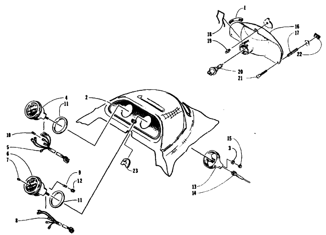 Parts Diagram for Arctic Cat 1995 EXT 580 SNOWMOBILE HEADLIGHT AND INSTRUMENT POD
