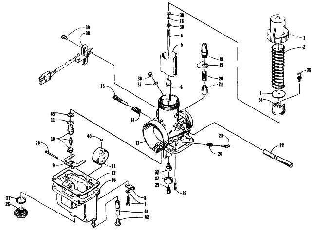 Parts Diagram for Arctic Cat 1995 ZR 580 SNOWMOBILE CARBURETOR