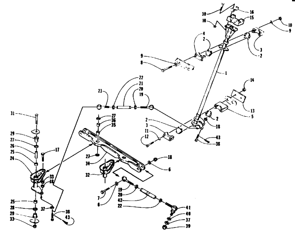 Parts Diagram for Arctic Cat 1994 ZR 700 SNOWMOBILE TIE ROD/STEERING POST ASSEMBLY