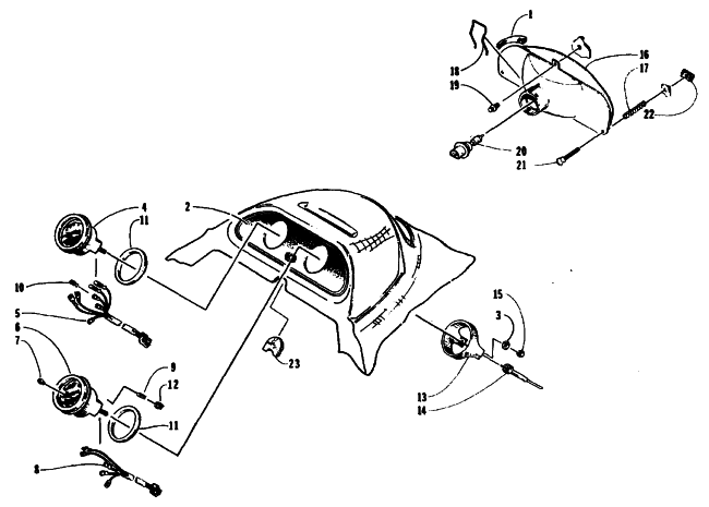 Parts Diagram for Arctic Cat 1995 EXT POWDER SPECIAL SNOWMOBILE HEADLIGHT AND INSTRUMENT POD