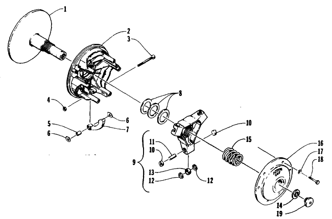 Parts Diagram for Arctic Cat 1995 EXT POWDER SPECIAL SNOWMOBILE DRIVE CLUTCH