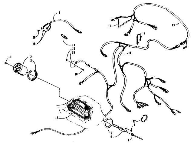 Parts Diagram for Arctic Cat 1995 JAG DELUXE SNOWMOBILE INSTRUMENTS AND WIRING ASSEMBLIES
