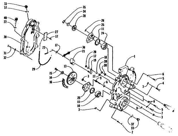 Parts Diagram for Arctic Cat 1995 JAG SNOWMOBILE DRIVE/DROPCASE ASSEMBLY