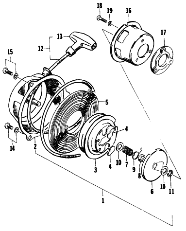 Parts Diagram for Arctic Cat 1995 KITTY CAT SNOWMOBILE RECOIL STARTER