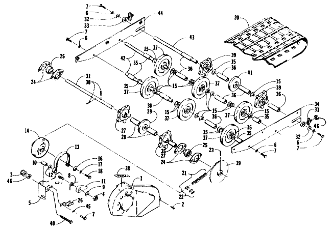 Parts Diagram for Arctic Cat 1995 KITTY CAT SNOWMOBILE DRIVE, UNDERCARRIAGE AND TRACK