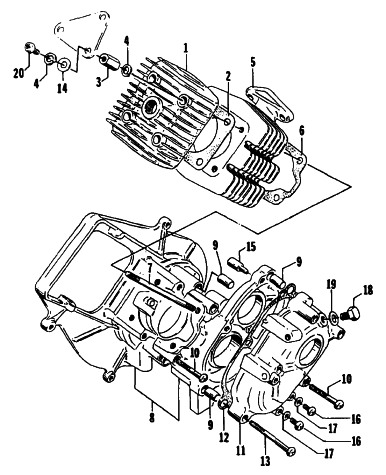 Parts Diagram for Arctic Cat 1995 KITTY CAT SNOWMOBILE CRANKCASE AND CYLINDER