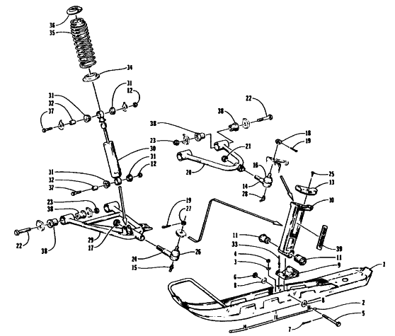 Parts Diagram for Arctic Cat 1995 PANTHER DELUXE SNOWMOBILE SKI AND FRONT SUSPENSION