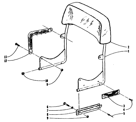 Parts Diagram for Arctic Cat 1995 PANTHER DELUXE SNOWMOBILE BACKREST ASSEMBLY
