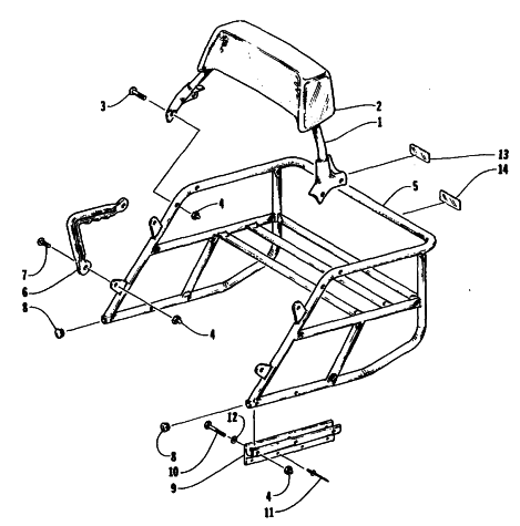 Parts Diagram for Arctic Cat 1995 PANTHER RENTAL SNOWMOBILE RACK AND BACKREST ASSEMBLY