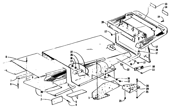 Parts Diagram for Arctic Cat 1995 PANTHER DELUXE SNOWMOBILE TUNNEL AND REAR BUMPER