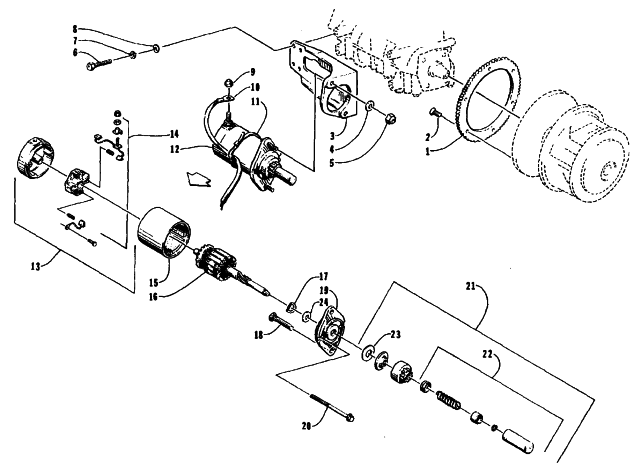 Parts Diagram for Arctic Cat 1995 PANTHER DELUXE SNOWMOBILE ELECTRIC START ASSEMBLY