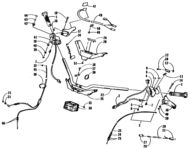 Parts Diagram for Arctic Cat 1995 PANTHER DELUXE SNOWMOBILE HANDLEBAR AND CONTROLS