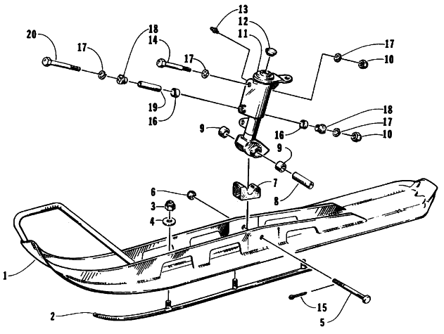 Parts Diagram for Arctic Cat 1995 PROWLER 2-UP SNOWMOBILE SKI AND SPINDLE ASSEMBLY