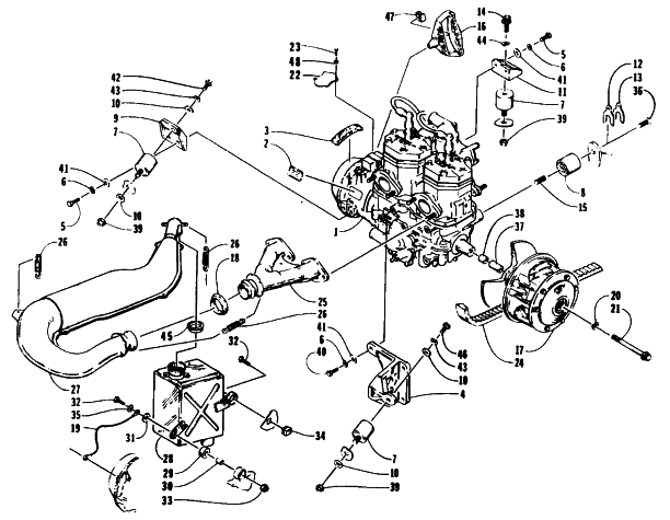 Parts Diagram for Arctic Cat 1995 PROWLER 2-UP SNOWMOBILE ENGINE AND RELATED PARTS