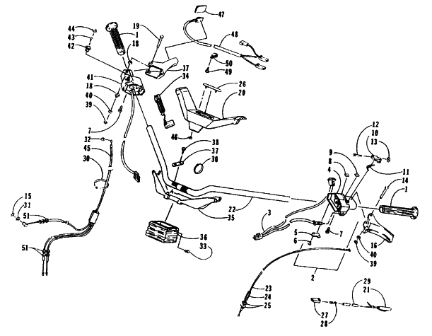 Parts Diagram for Arctic Cat 1995 PROWLER 2-UP SNOWMOBILE HANDLEBAR AND CONTROLS