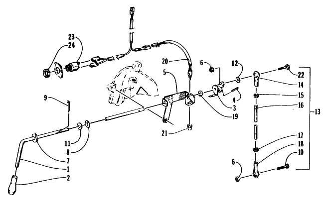 Parts Diagram for Arctic Cat 1995 PROWLER 2-UP SNOWMOBILE REVERSE SHIFT LEVER ASSEMBLY