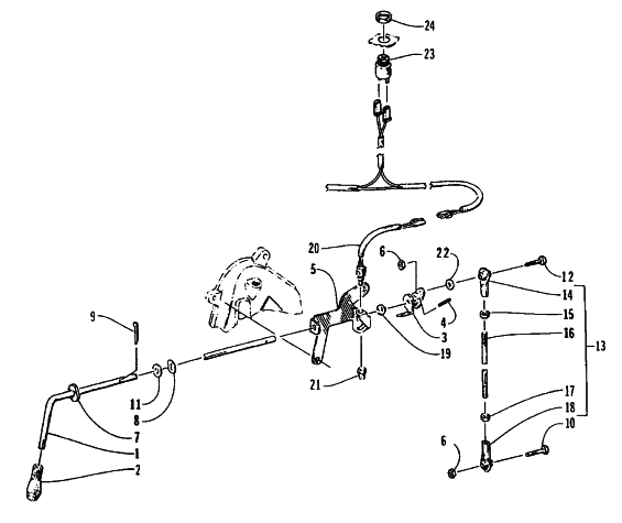 Parts Diagram for Arctic Cat 1995 PANTERA SNOWMOBILE REVERSE SHIFT LEVER ASSEMBLY