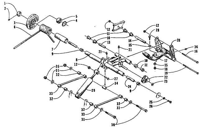 Parts Diagram for Arctic Cat 1995 PANTERA SNOWMOBILE REAR SUSPENSION - REAR ARM ASSEMBLIES