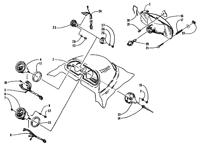 Parts Diagram for Arctic Cat 1995 PANTERA SNOWMOBILE HEADLIGHT AND INSTRUMENT POD