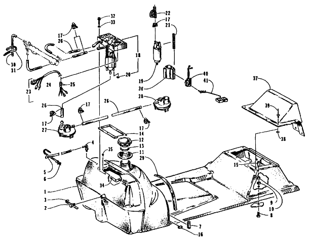 Parts Diagram for Arctic Cat 1995 PANTERA SNOWMOBILE GAS TANK AND FUEL PUMP ASSEMBLY