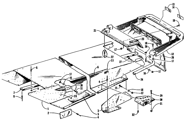 Parts Diagram for Arctic Cat 1995 PANTERA SNOWMOBILE TUNNEL AND REAR BUMPER