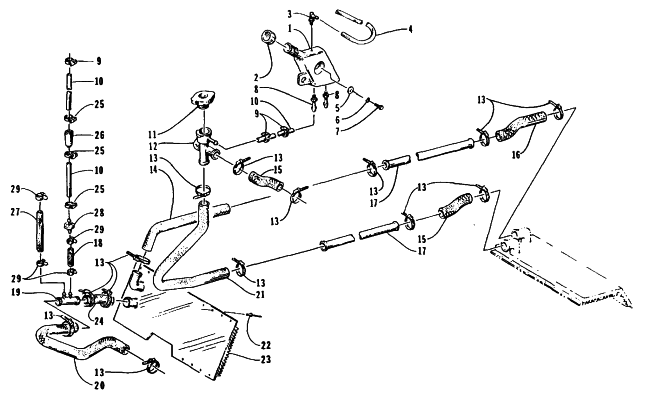 Parts Diagram for Arctic Cat 1995 PANTERA SNOWMOBILE COOLING ASSEMBLY