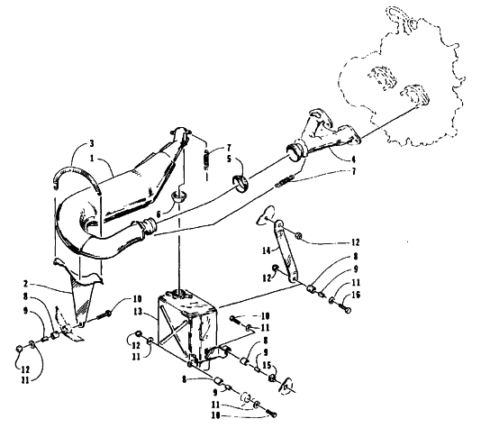Parts Diagram for Arctic Cat 1995 PANTERA SNOWMOBILE EXHAUST ASSEMBLY