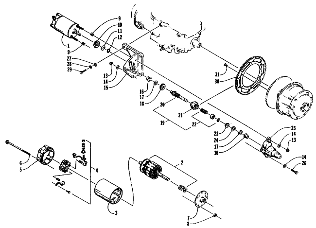 Parts Diagram for Arctic Cat 1995 PANTERA SNOWMOBILE ELECTRIC START - STARTER MOTOR
