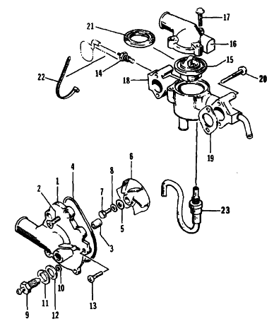 Parts Diagram for Arctic Cat 1995 PANTERA SNOWMOBILE WATER PUMP/WATER MANIFOLD
