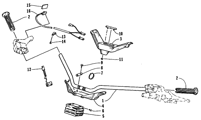 Parts Diagram for Arctic Cat 1995 PANTERA SNOWMOBILE HANDLEBAR ASSEMBLY