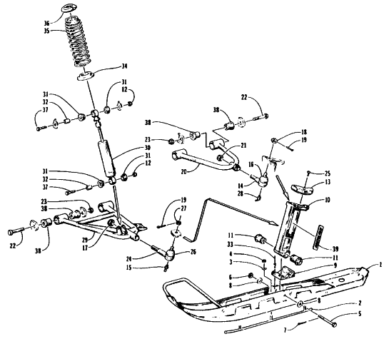 Parts Diagram for Arctic Cat 1995 PUMA SNOWMOBILE SKI AND FRONT SUSPENSION