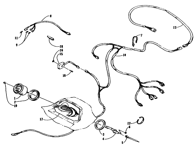 Parts Diagram for Arctic Cat 1995 PUMA SNOWMOBILE INSTRUMENTS AND WIRING ASSEMBLIES