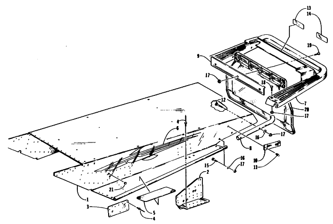 Parts Diagram for Arctic Cat 1995 PUMA DELUXE SNOWMOBILE TUNNEL AND REAR BUMPER