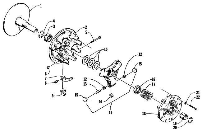Parts Diagram for Arctic Cat 1995 PUMA SNOWMOBILE DRIVE CLUTCH ASSEMBLY