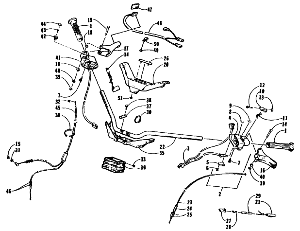 Parts Diagram for Arctic Cat 1995 PUMA DELUXE SNOWMOBILE HANDLEBAR ASSEMBLY