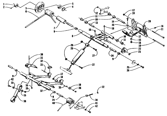Parts Diagram for Arctic Cat 1995 PUMA DELUXE SNOWMOBILE REAR SUSPENSION ARM ASSEMBLIES