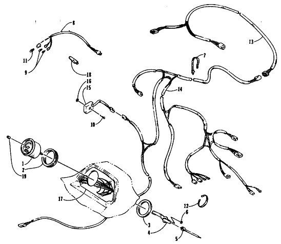 Parts Diagram for Arctic Cat 1995 PUMA 2-UP SNOWMOBILE INSTRUMENTS AND WIRING ASSEMBLIES