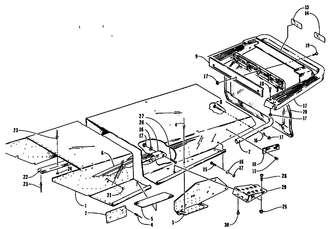 Parts Diagram for Arctic Cat 1995 PUMA 2-UP SNOWMOBILE TUNNEL AND REAR BUMPER