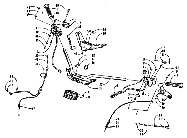 Parts Diagram for Arctic Cat 1995 PUMA 2-UP SNOWMOBILE HANDLEBAR AND CONTROLS