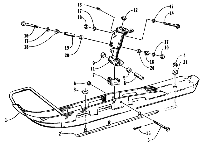 Parts Diagram for Arctic Cat 1995 THUNDERCAT MC DEEP LUG SNOWMOBILE SKI AND SPINDLE ASSEMBLY