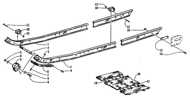 Parts Diagram for Arctic Cat 1995 THUNDERCAT MC DEEP LUG SNOWMOBILE SLIDE RAIL AND TRACK ASSEMBLY