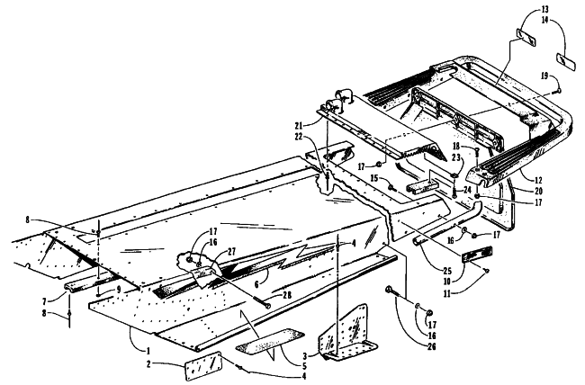 Parts Diagram for Arctic Cat 1995 THUNDERCAT MC DEEP LUG SNOWMOBILE TUNNEL, COOLING, AND REAR BUMPER