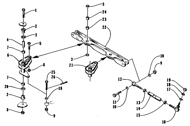 Parts Diagram for Arctic Cat 1996 COUGAR MOUNTAIN CAT SNOWMOBILE TIE ROD ASSEMBLY