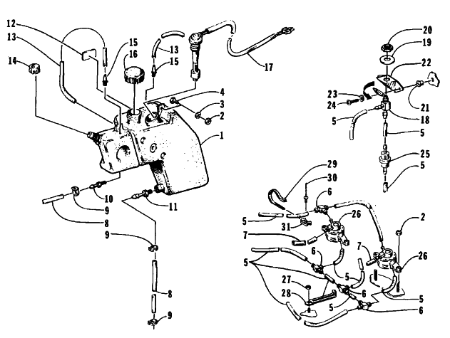 Parts Diagram for Arctic Cat 1995 THUNDERCAT SNOWMOBILE OIL TANK AND FUEL PUMP